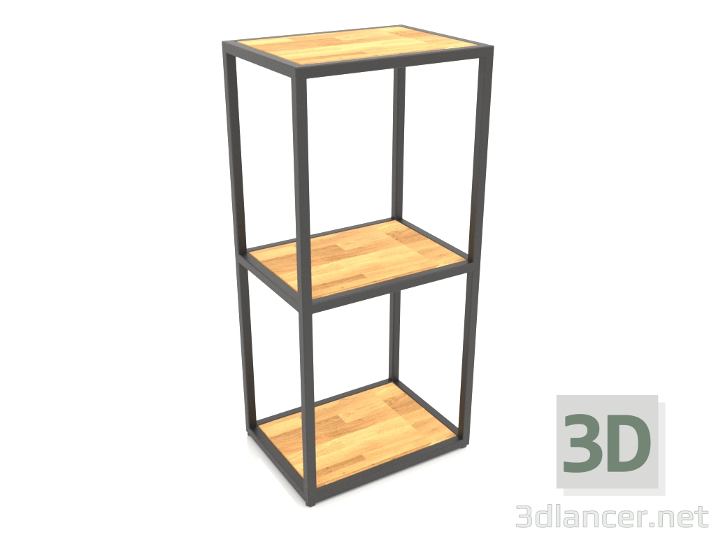 modello 3D Console-rack rettangolare (WOOD, 40x30x86, 3 ripiani) - anteprima