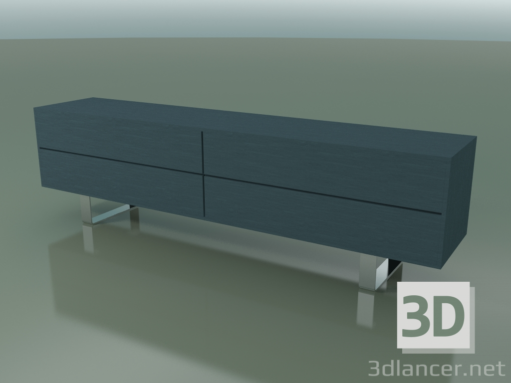 modèle 3D Commode à 4 tiroirs (64, pieds en acier brossé, bleu Air Force laqué) - preview
