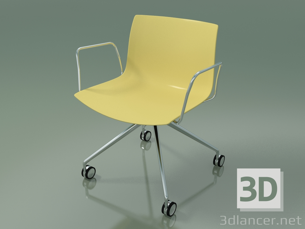3d model Chair 2055 (4 castors, with armrests, LU1, polypropylene PO00415) - preview