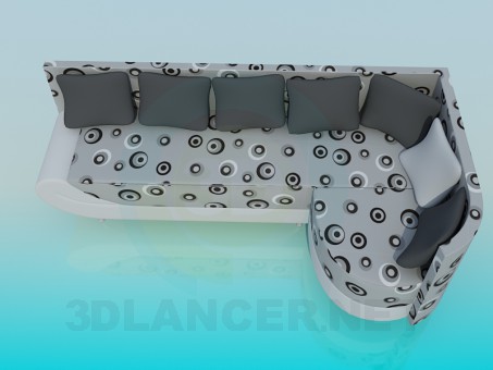 modèle 3D Canapé d’angle avec coussins - preview