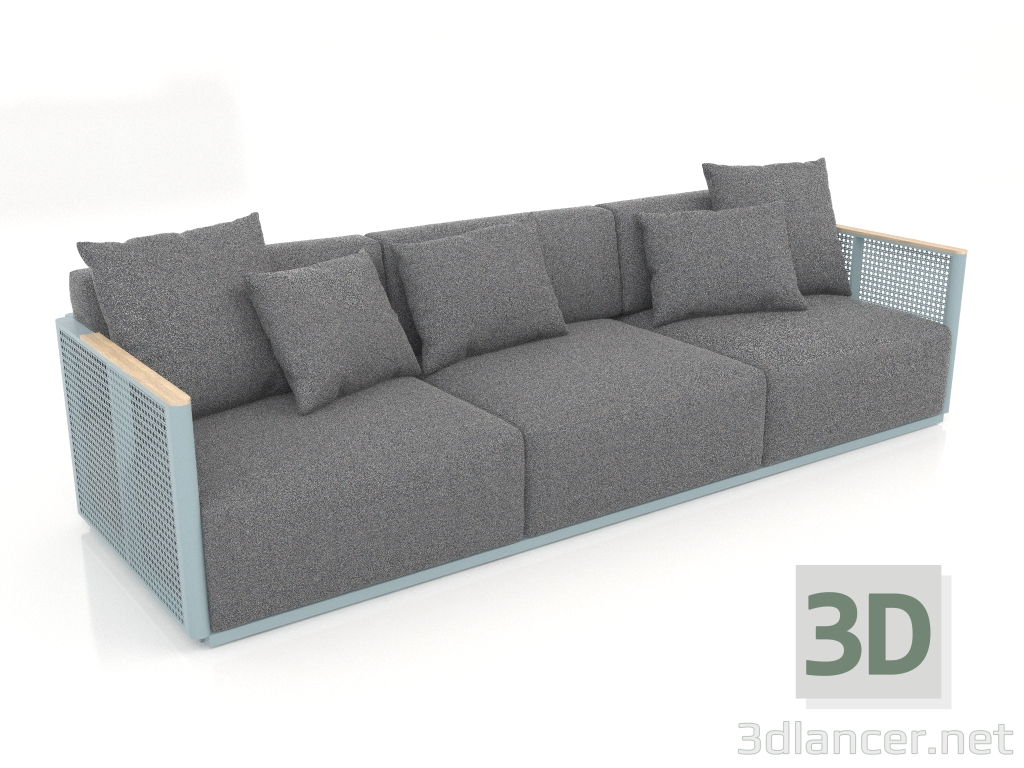 3d model 3-seater sofa (Blue gray) - preview