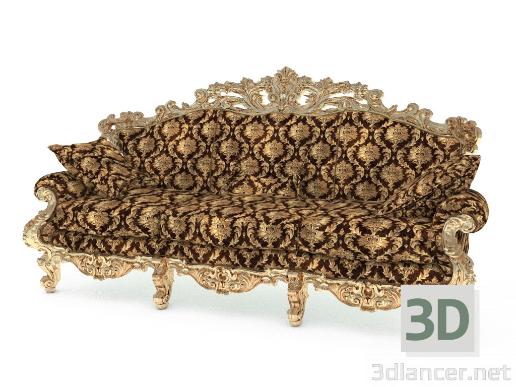 3D modeli Klasik üç kişilik kanepe (11414) - önizleme