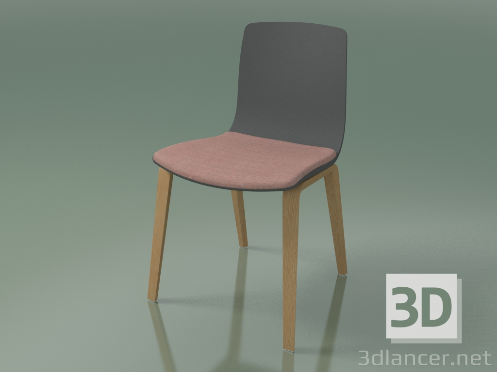 3d модель Стілець 3979 (4 дерев'яні ніжки, поліпропілен, з подушкою на сидінні, oak) – превью