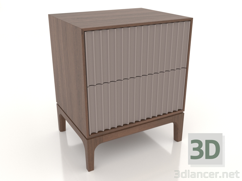 modèle 3D Table de chevet FARGO 2 tiroirs avec façades fraisées (platine, chêne tabac, option 2) - preview modèle 3D Table de chevet FARGO 2 tiroirs avec façades fraisées (platine, chêne tabac, option 2) - preview