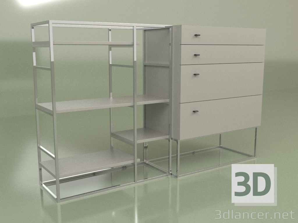 3d model Rack with boxes Lf 350 (gray) - preview