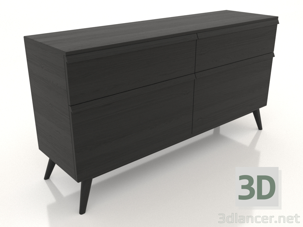 modello 3D Cassettiera 1 1500x400x800 (nero RAL 9005) - anteprima