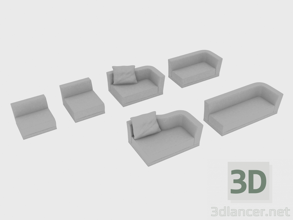 3D modeli Bir kanepe modüler WELLES unsurları - önizleme