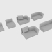 modèle 3D Eléments d'un canapé modulable WELLES - preview