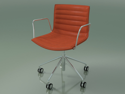Chair 0296 (5 wheels, with armrests, with leather upholstery)
