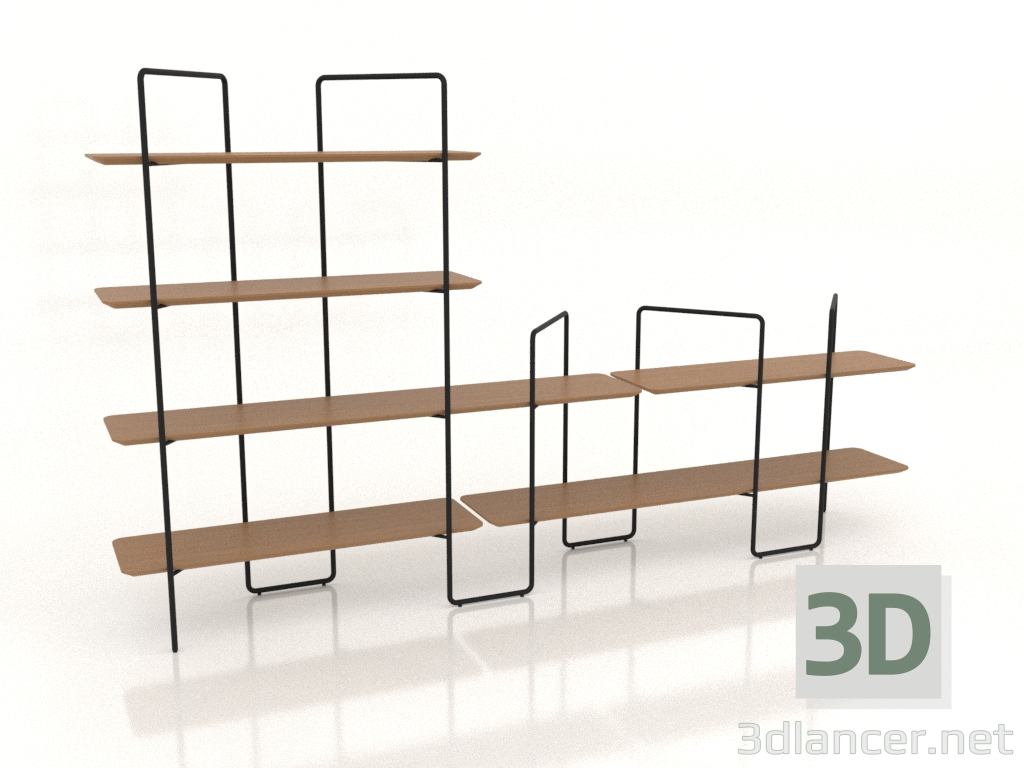 3D Modell Modulares Rack (Zusammensetzung 3 (04+03+U)) - Vorschau