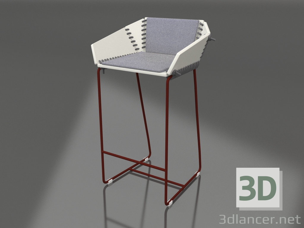 3D Modell Halbbarstuhl mit Rückenlehne (Weinrot) - Vorschau