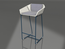 Semi-bar chair with back (Grey blue)