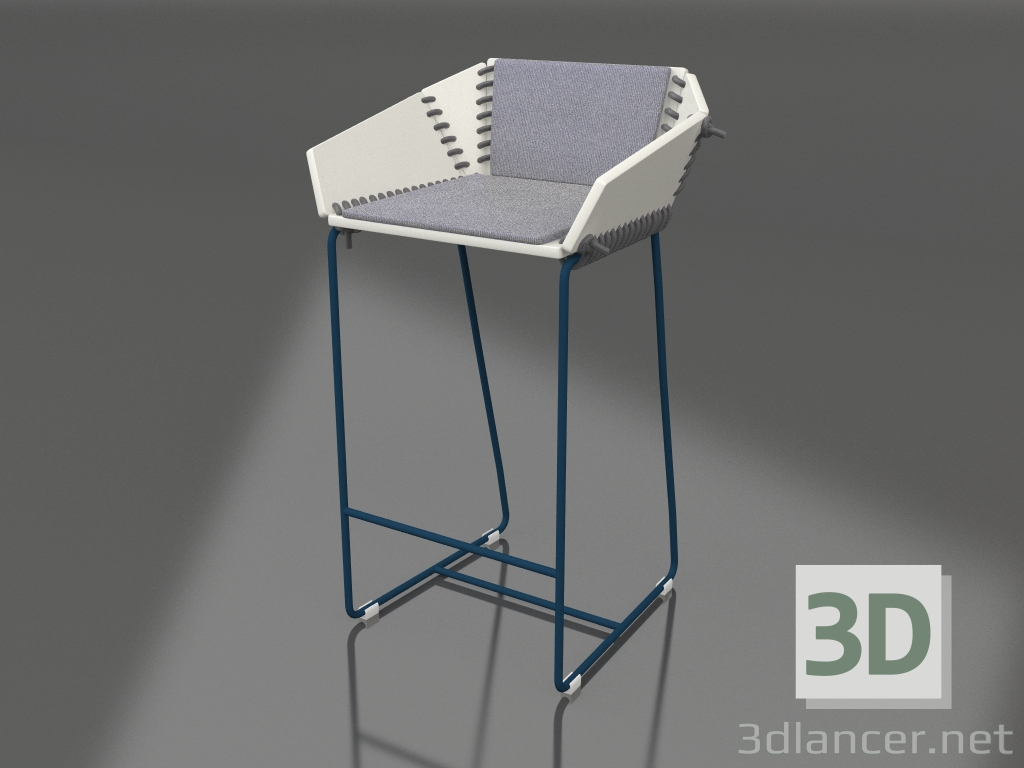 modello 3D Sedia semi-bar con schienale (Grigio blu) - anteprima