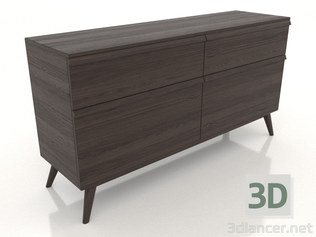 3D Modell Kommode 1 1500x400x800 (Aschenuss) - Vorschau