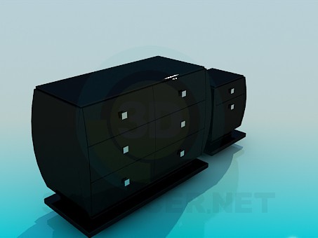 3d model Chest of drawers and nightstand in the set - preview 3d model Chest of drawers and nightstand in the set - preview