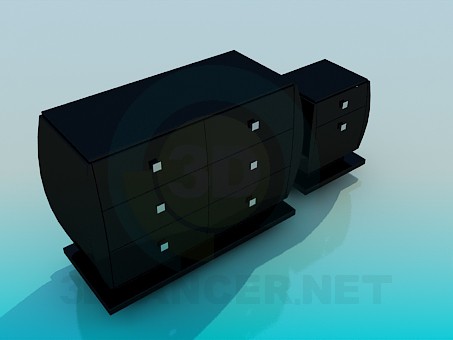 3d model Chest of drawers and nightstand in the set - preview 3d model Chest of drawers and nightstand in the set - preview