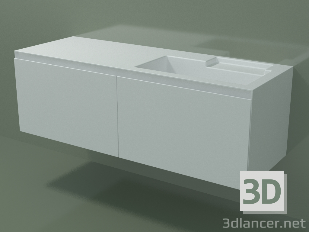 3D Modell Waschbecken mit Schublade (dx, L 144, P 50, H 48 cm) - Vorschau