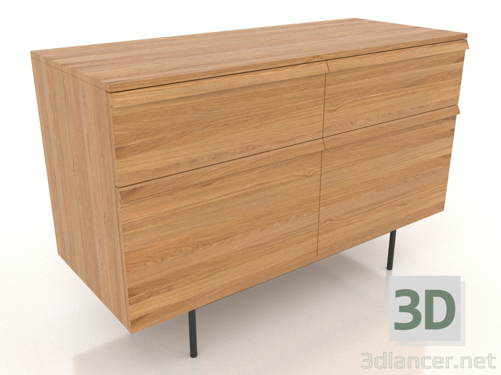 modèle 3D Commode 1 METAL 1200x500x800 (chêne naturel) - preview