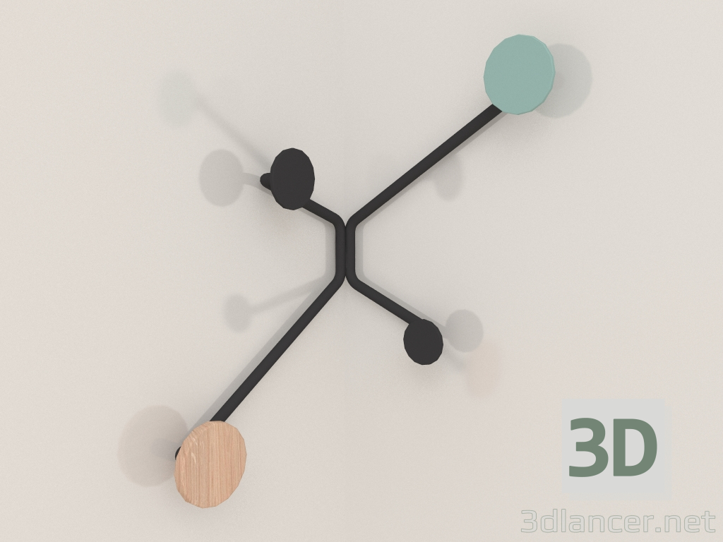 3D modeli İç köşede duvar askısı Kanca (Açık yeşil) - önizleme