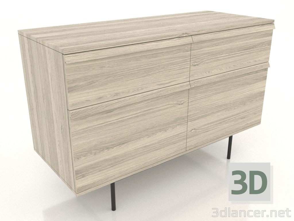 3D modeli Çekmeceli dolap 1 METAL 1200x500x800 (ışıklı meşe) - önizleme