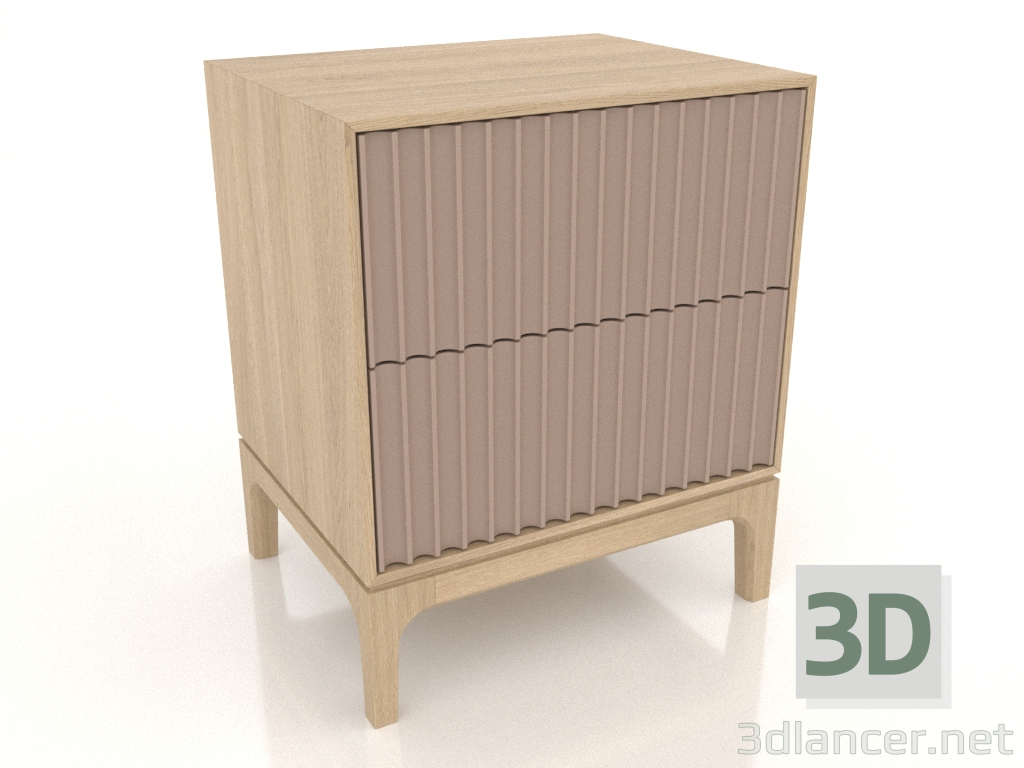 modèle 3D Table de chevet FARGO 2 tiroirs avec façades fraisées (beige, chêne éclairci, option 2) - preview modèle 3D Table de chevet FARGO 2 tiroirs avec façades fraisées (beige, chêne éclairci, option 2) - preview
