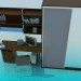 modèle 3D Un ensemble de meubles: armoire, bureau, étagères - preview