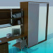 3 डी मॉडल फर्नीचर का एक सेट: अलमारी, डेस्क, अलमारियों - पूर्वावलोकन