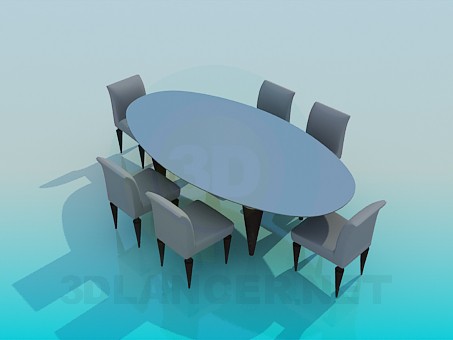modelo 3D Mesa ovalada y comedor para sala comedor - escuchar modelo 3D Mesa ovalada y comedor para sala comedor - escuchar