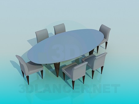 modelo 3D Mesa ovalada y comedor para sala comedor - escuchar modelo 3D Mesa ovalada y comedor para sala comedor - escuchar