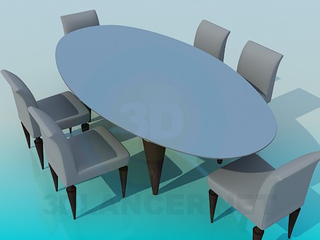 modelo 3D Mesa ovalada y comedor para sala comedor - escuchar modelo 3D Mesa ovalada y comedor para sala comedor - escuchar