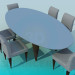 3d model Oval table and dining room for dinning room - preview