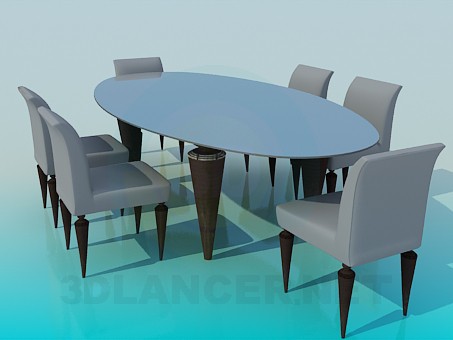 modelo 3D Mesa ovalada y comedor para sala comedor - escuchar modelo 3D Mesa ovalada y comedor para sala comedor - escuchar