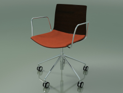 Chair 0300 (5 wheels, with armrests, with a pillow on the seat, wenge)
