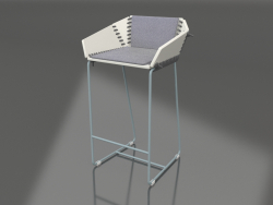 Sırtlı yarım bar sandalyesi (Mavi gri)