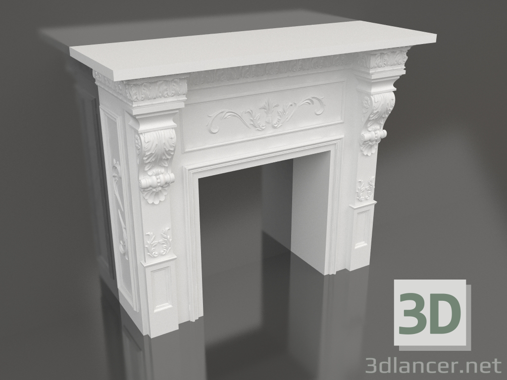 3d model Set of gypsum decor for fireplace 005 (1135x1300x512) - preview