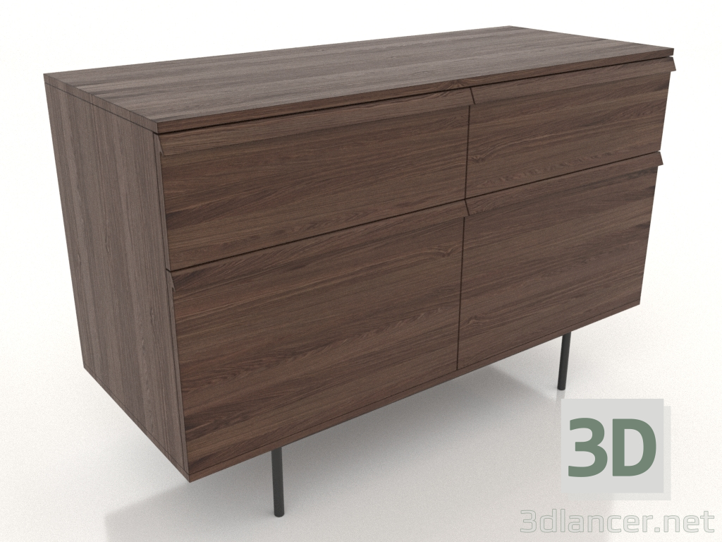 modèle 3D Commode 1 METAL 1200x500x800 (noyer foncé) - preview