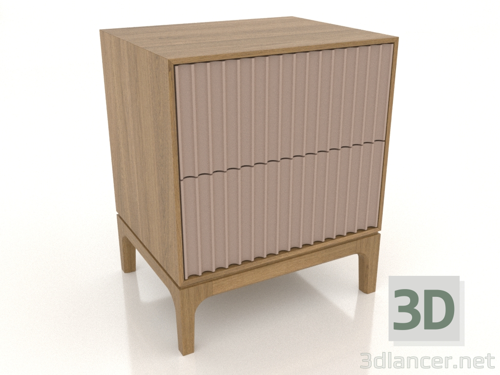 3D Modell Nachttisch FARGO 2 Schubladen mit gefrästen Fronten (Beige, Eiche natur, Option 2) - Vorschau