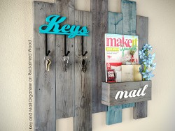 DIY Key and Mail Organizer on Reclaimed Wood