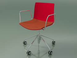 Sandalye 0300 (5 tekerlekli, kolçaklı, koltukta yastık ile, polipropilen PO00104)