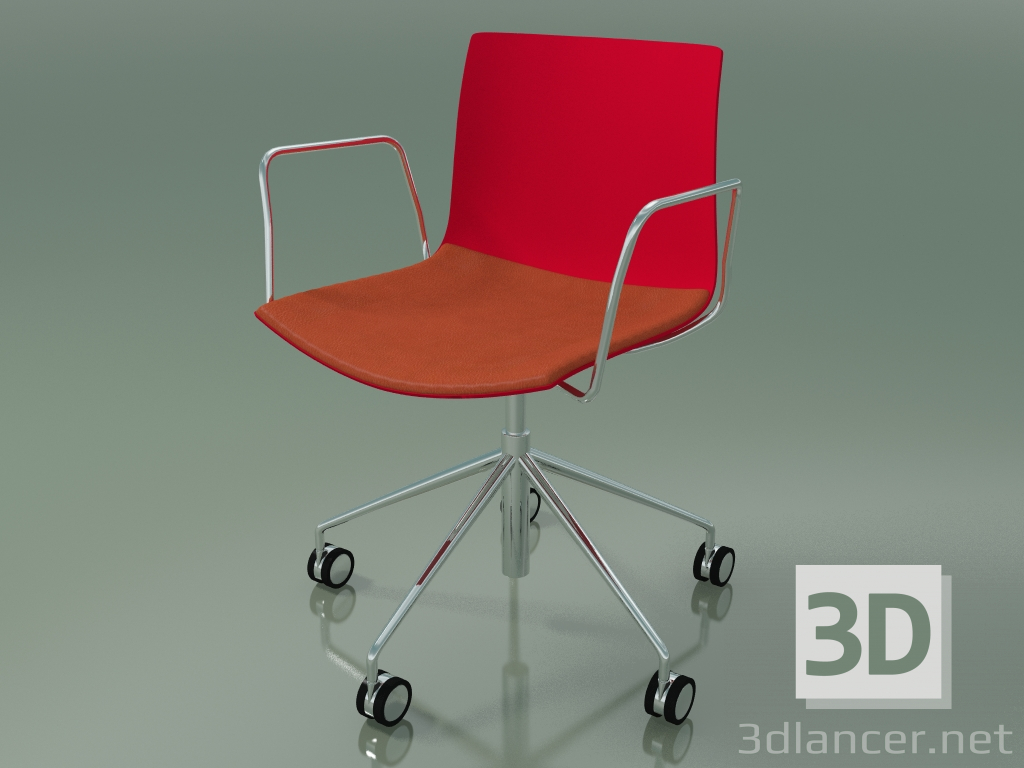 3d модель Стул 0300 (5 колесиков, с подлокотниками, с подушкой на сидении, полипропилен PO00104) – превью