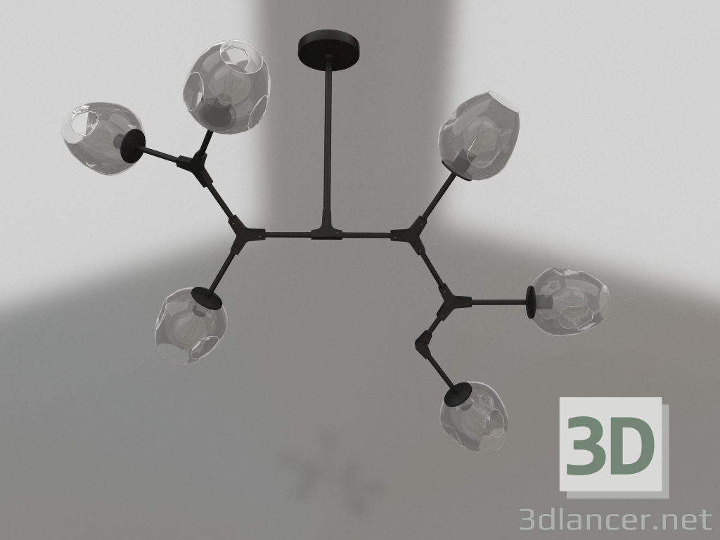 3D Modell Kronleuchter Nissa schwarz (transparente Schirme) (07512-6.19(21)) - Vorschau