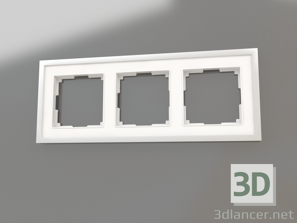 modello 3D Cornice per 3 montanti Baguette (bianco-argento) - anteprima
