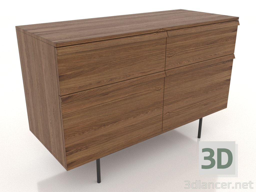 3D modeli Çekmeceli dolap 1 METAL 1200x500x800 (açık ceviz) - önizleme