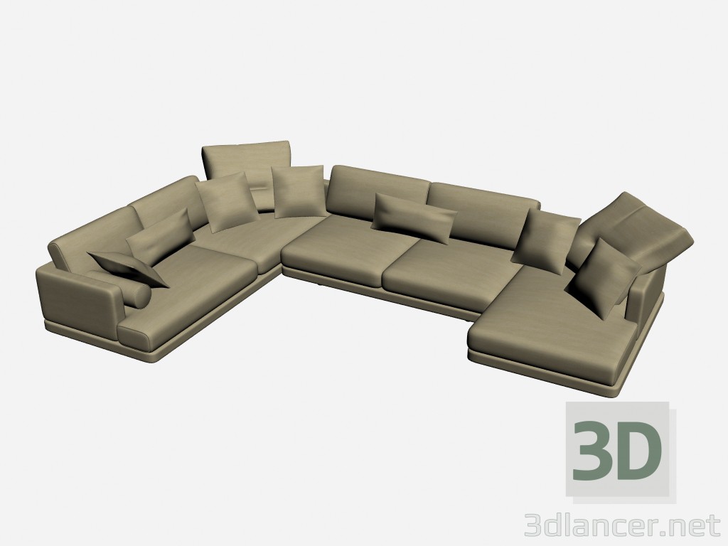 3D modeli Kanepe köşesi Incumbents yumuşak 3 - önizleme