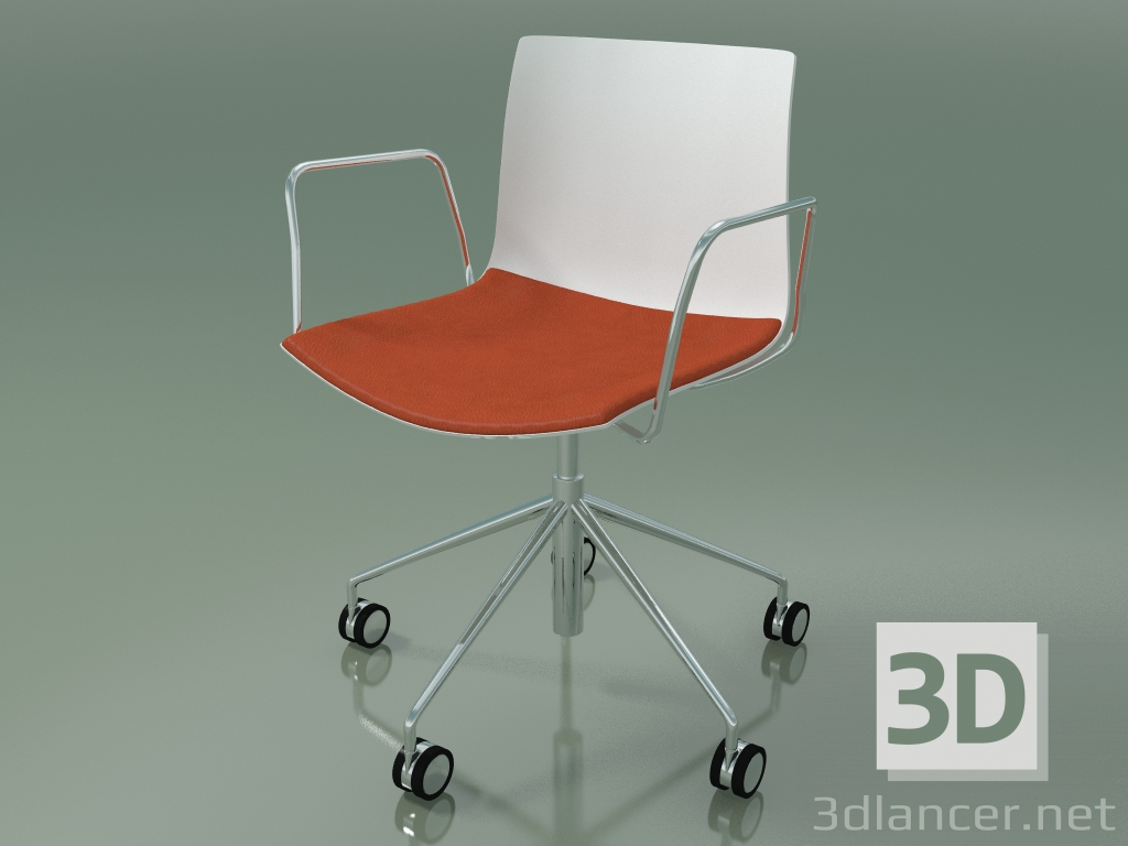 modello 3D Sedia 0300 (5 ruote, con braccioli, con cuscino sul sedile, polipropilene PO00101) - anteprima