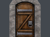 Ancient wooden door (animated) 3d model