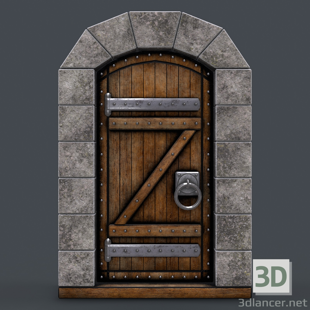 3 डी प्राचीन लकड़ी के दरवाजे (एनिमेटेड) 3 डी मॉडल मॉडल खरीद - रेंडर