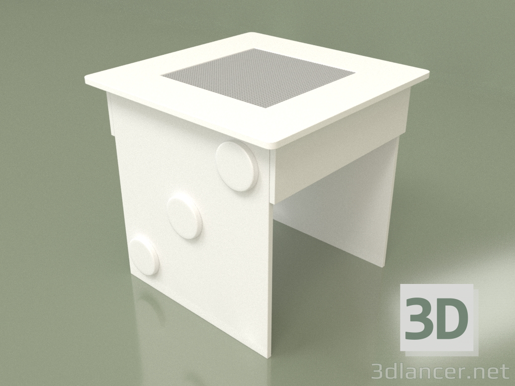 modello 3D Tavolo da gioco con parco giochi (Bianco) - anteprima