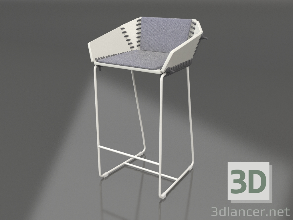 3D Modell Halbbarstuhl mit Rückenlehne (Achatgrau) - Vorschau