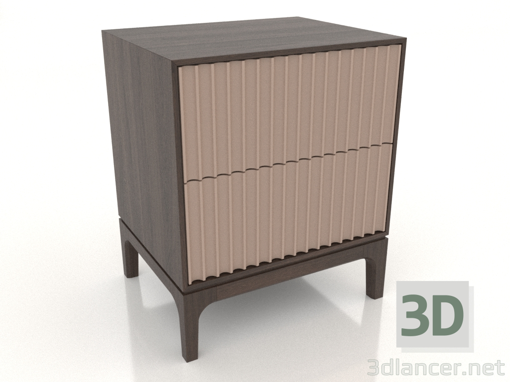 3D Modell Nachttisch FARGO 2 Schubladen mit gefrästen Fronten (Beige, dunkle Eiche, Option 2) - Vorschau